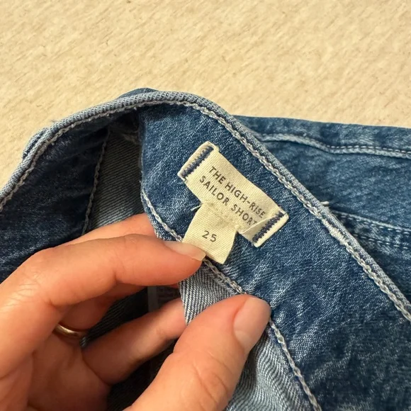 Madewell High Waist Denim Shorts in Dark Blue - Picture 5 of 7